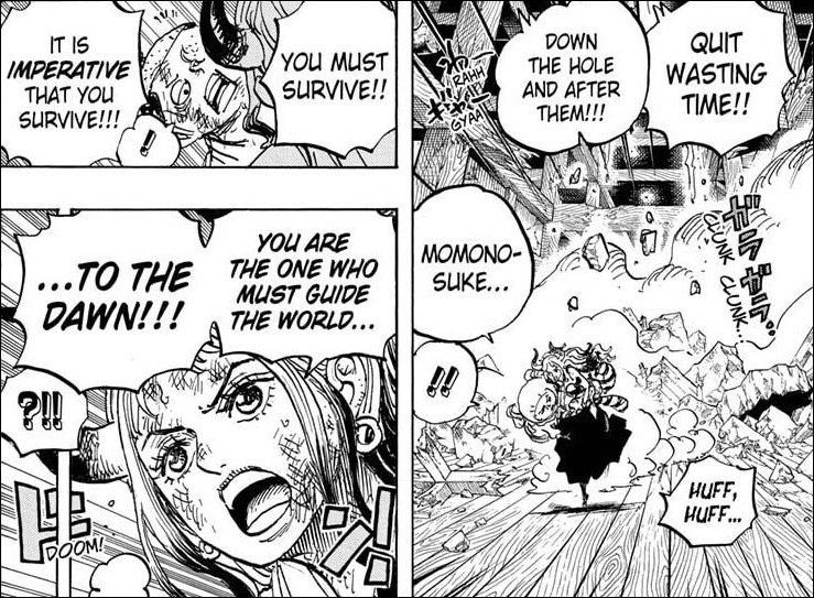 One Piece chapter 996 - Yamato advises Momonosuke that he will lead the world to the dawn