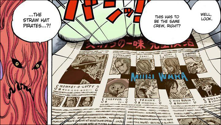 One Piece chapter 662 - Monet recognises the pirates who arrived in Punk Hazard as the Straw Hat Pirates