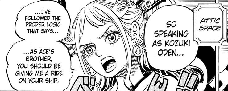 One Piece chapter 985 - Yamato request Luffy to allow her to board his ship